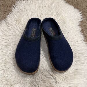 Haflinger Men’s Navy Unisex Gzl Grizzly With Leather Size 45 US 12
